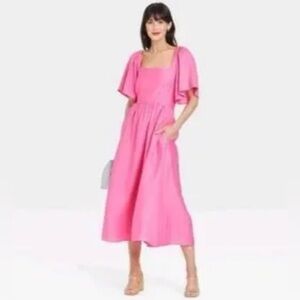 NWOT A New Day Women’s Midi Flutter Dress with tie back